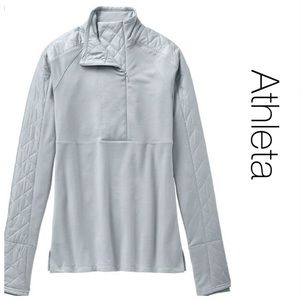 Athleta Gray Half Zip Quilted Panel Pullover S